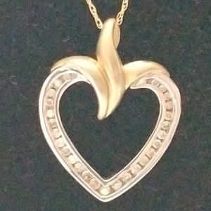 10k Two-Tone Gold Diamond Heart Pendant